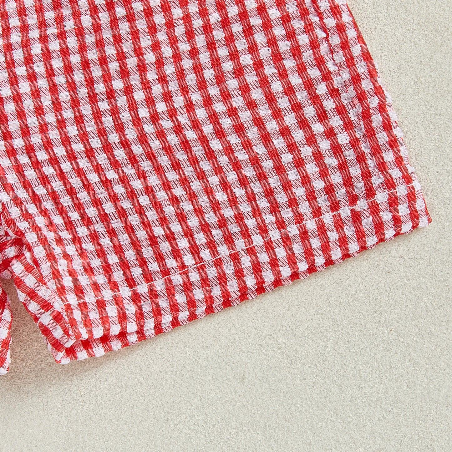 Toddler Baby Boy Summer Outfit Crab Lobster Embroidered Short Sleeve T-Shirts Plaid Shorts Infant Crawfish Clothes