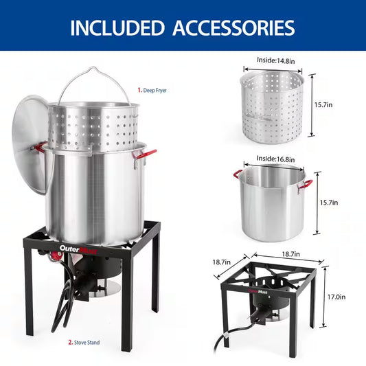 Seafood Boiling Kit 60 Qt. Crawfish Boiler with Seafood Boil Pot and Steam Basket