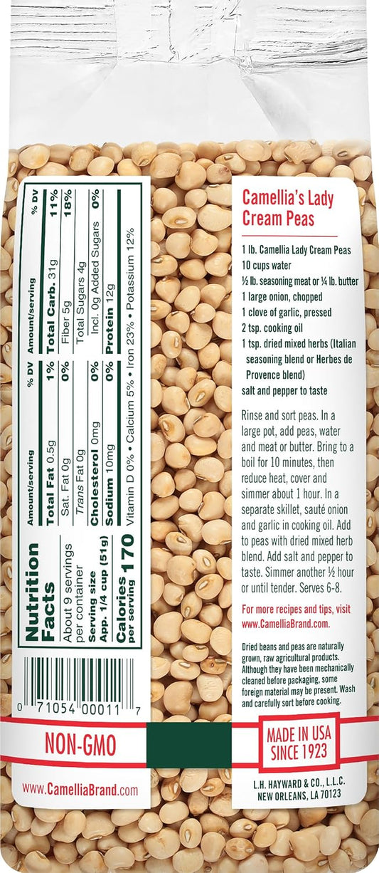 Dried Lady Cream Peas – Premium Creamy Southern Peas for Traditional Southern Dishes, Succotash, Soups, Stews, Salads, and Vegetarian Meals – Non-Gmo, Gluten-Free, High Protein, 1 Pound (Pack of 2)