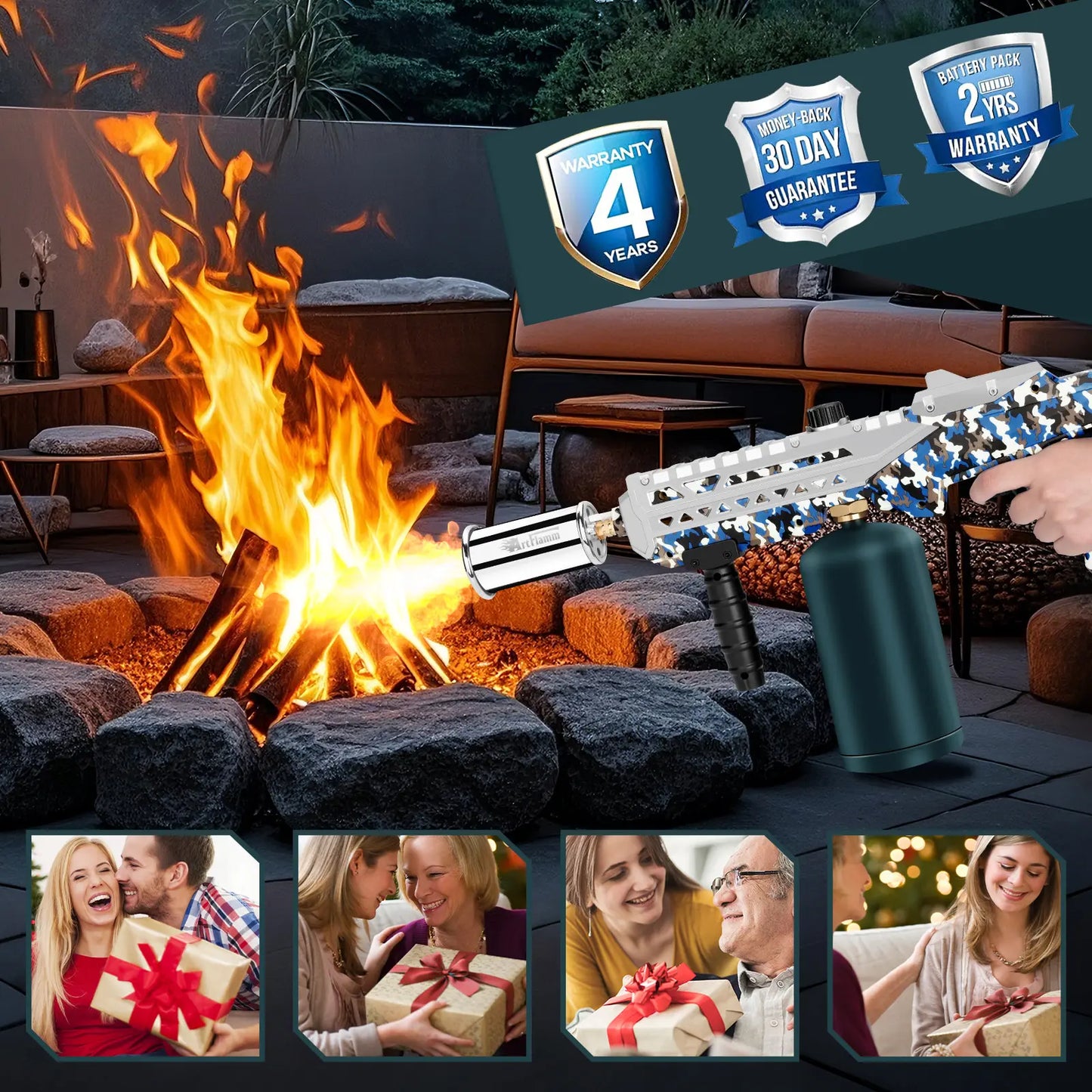 【Fathersdaygift】Artflamm Powerful Propane Torch , Multi-Use Torch with Adjustable Flame, Blow Torch for Campfire, Fire Pit Starter, Fun Gift (Propane Tank Not Included) Fathersdaygift