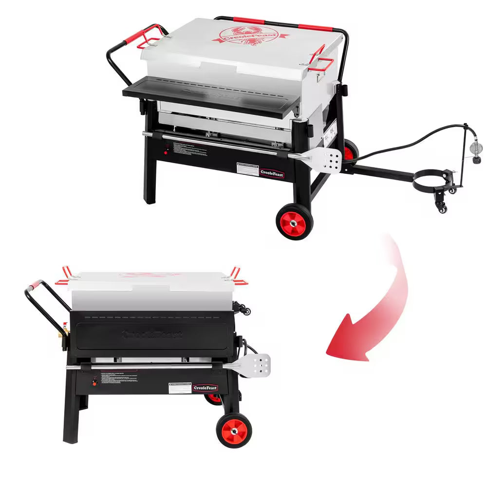 150 Qt. Double Sack Crawfish Boiler Outdoor Stove Propane Gas Grill Cooker in Black