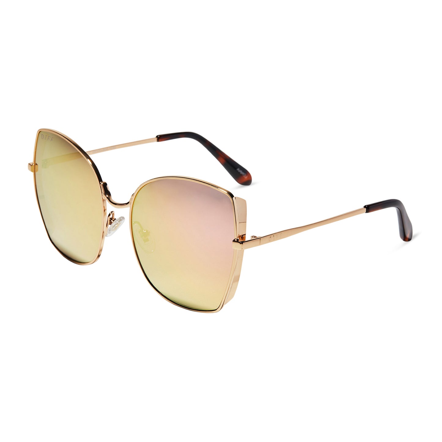 DIFF Lonna Gold Cherry Red Mirror Sunglasses