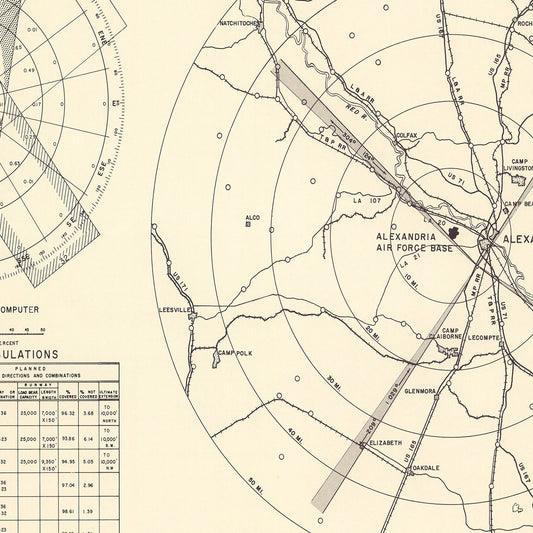 Vintage Map of the Alexandria Air Force Base Vicinity, 1952