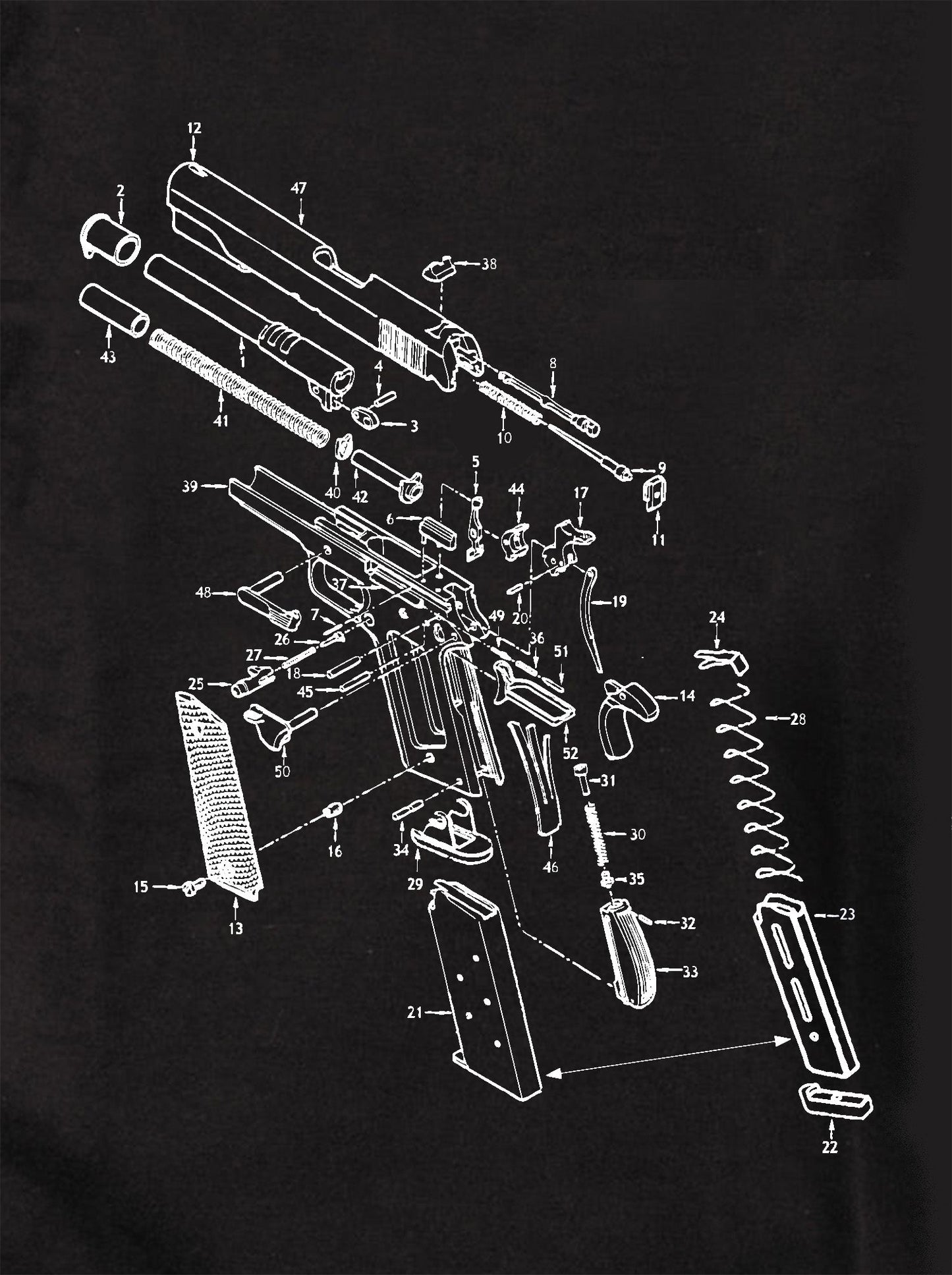 1911 Gun Schematic T-Shirt