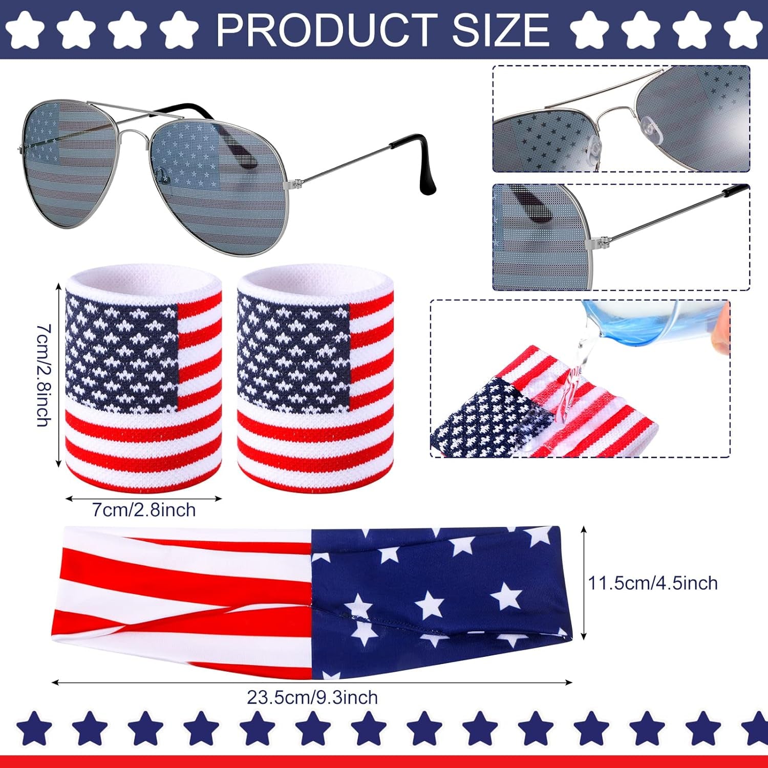 9 Pcs 4Th of July Fanny Pack American Flag Overalls 250 Years Patriotic American Flag Fanny Pack Beer Belt Suspenders Drink Holder Headband Wristband(Classic Style)