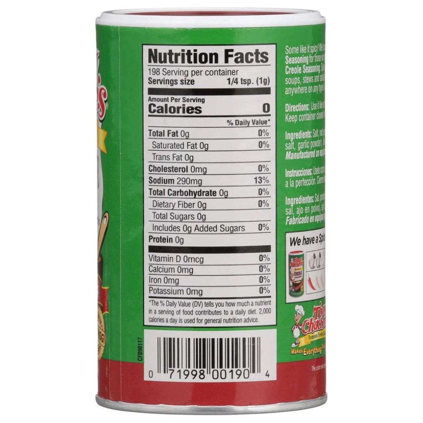 (4 Pack) Tony Chachere’S, Seasoning, Cajun, More Spice, 7 Oz