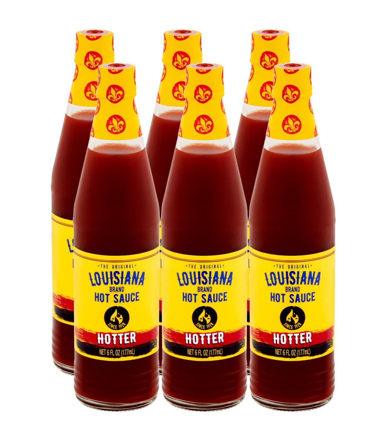Louisiana Brand Hot Sauce, Hotter Hot Sauce (6 Fl Oz (Pack of 6))