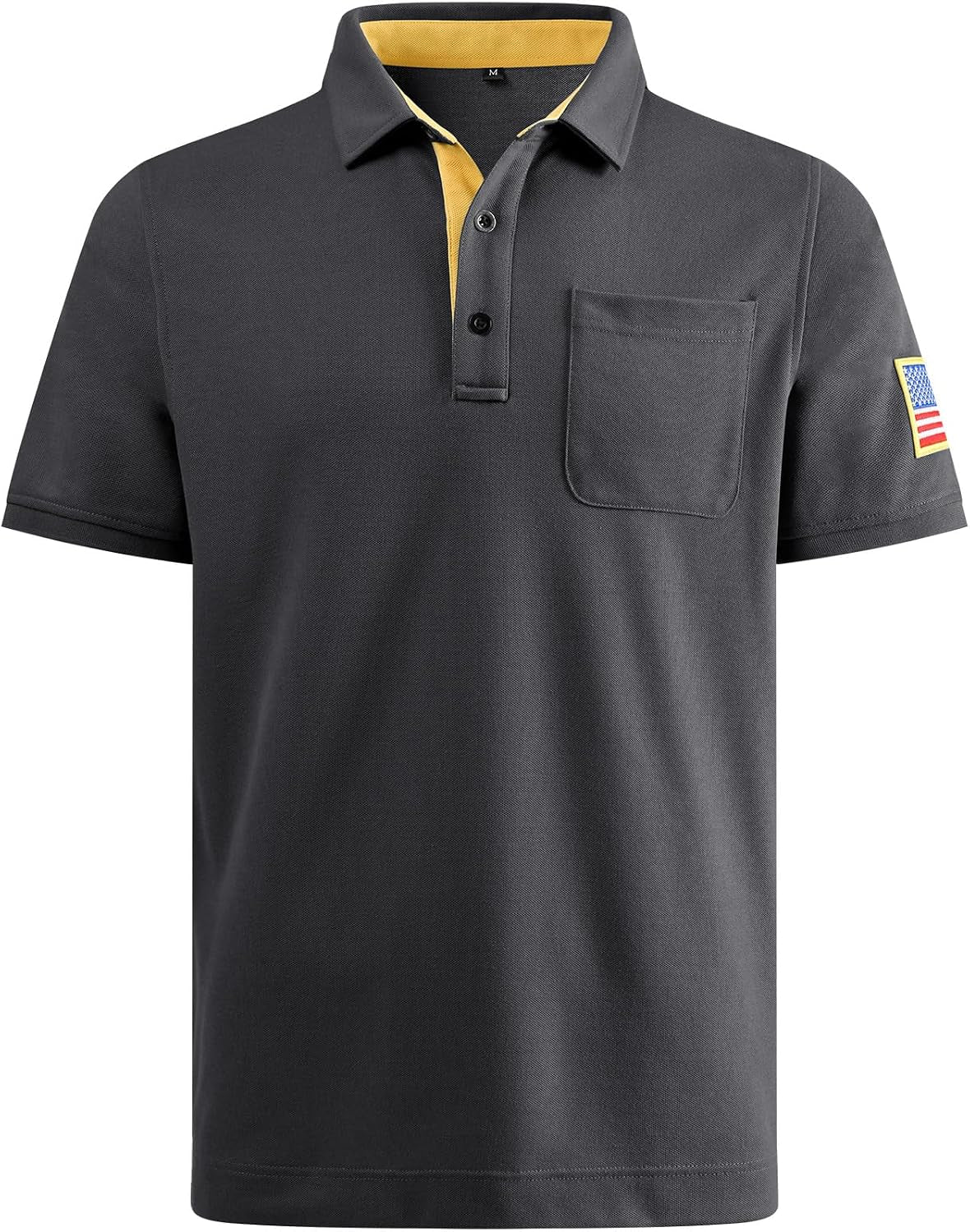 Men'S Tactical Polo Shirts Performance Dry Fit Short Sleeve Moisture Wicking Pique American Flag T-Shirts