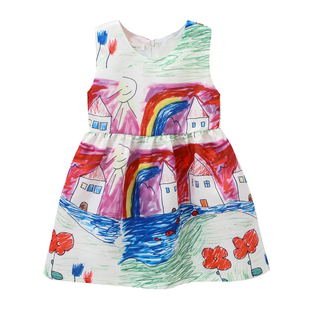 Kids Girls Dress Children Clothing Kids Clothes Cartoon Autumn Spring Dress Princess Party