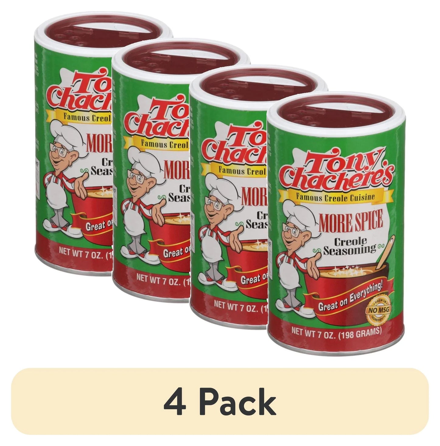 (4 Pack) Tony Chachere’S, Seasoning, Cajun, More Spice, 7 Oz