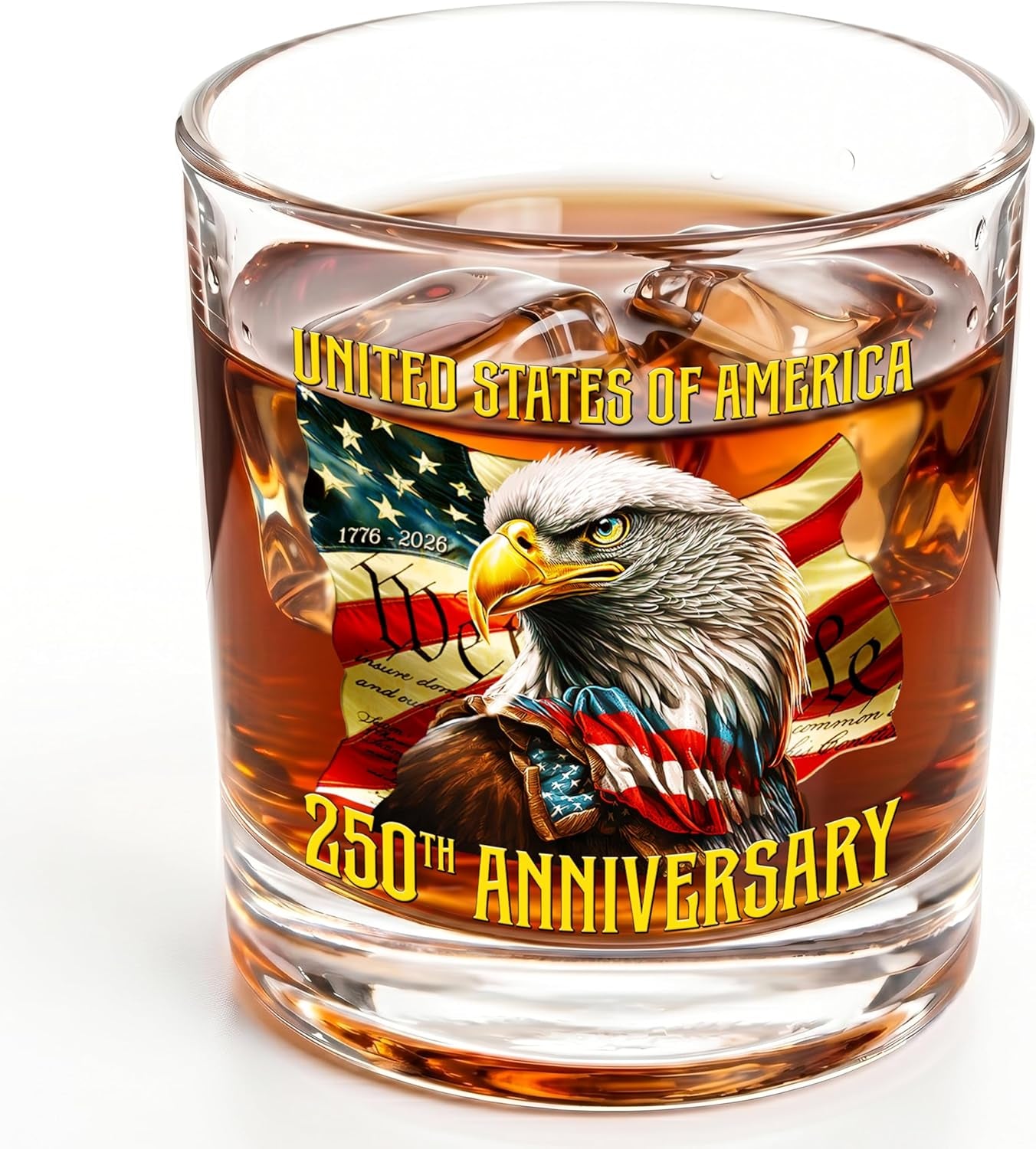 American Eagle Whiskey Glasses - Old Fashioned Bourbon Glass 10Oz Glass - USA Eagles Flag Design 4Th of July Veteran Gifts for Men Dad Veteran Independence Day
