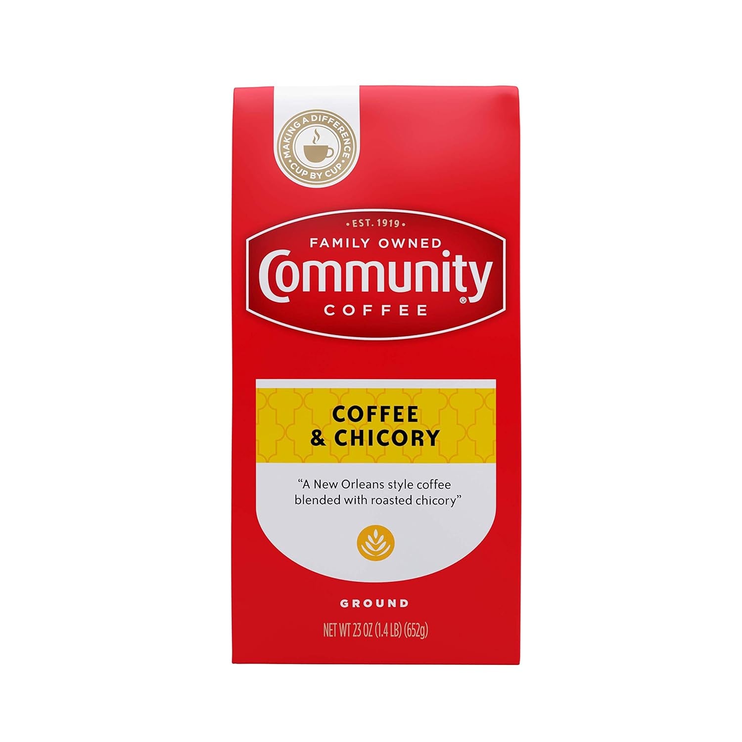 Coffee & Chicory Blend 23 Ounce, Medium Dark Roast Ground Coffee, Vacuum Packed 23 Ounce Bag (Pack of 1)