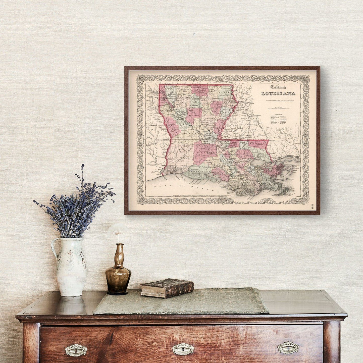 Vintage Map of Louisiana 1861
