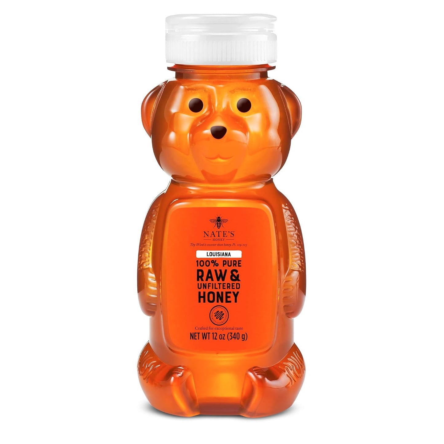 Nate'S Louisiana 100% Pure, Raw & Unfiltered Honey - 12 Oz. Honey Bear Bottle - All-Natural Sweetener