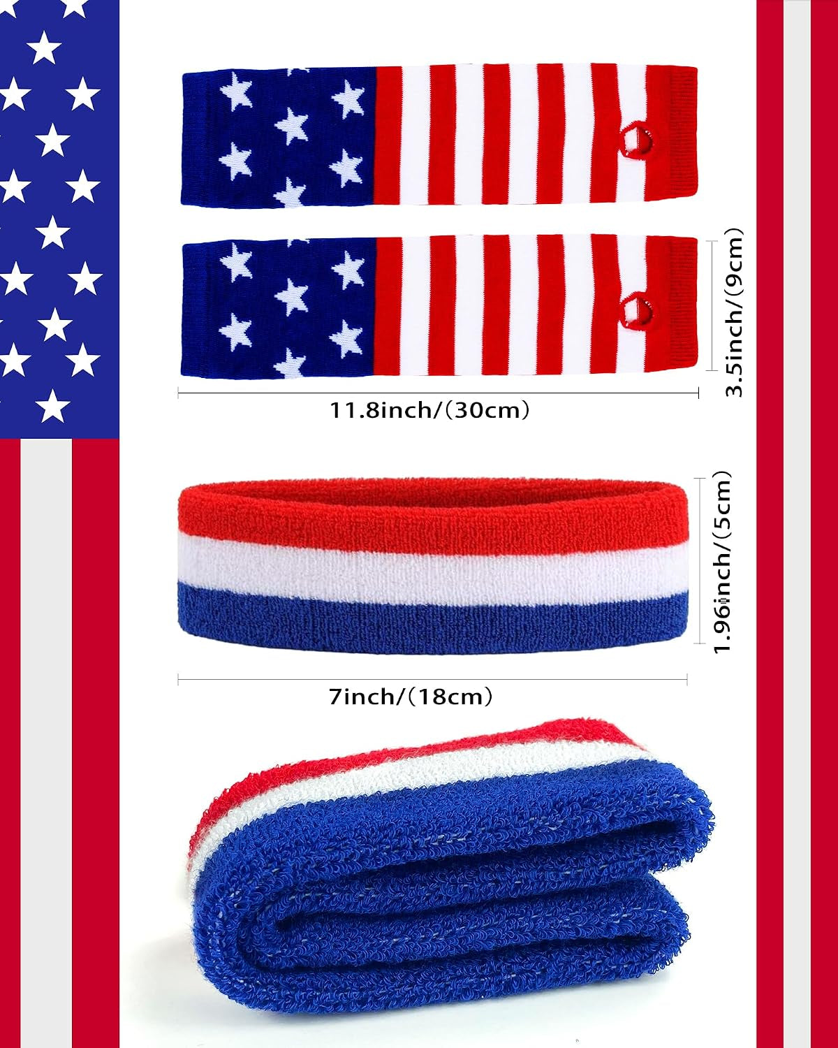 5PCS 4Th of July American Flag Cape Costume USA Patriotic Cape with Headband and Glasses American Flag Cloak, Independence Day Halloween Party Accessories for Men Women Blue