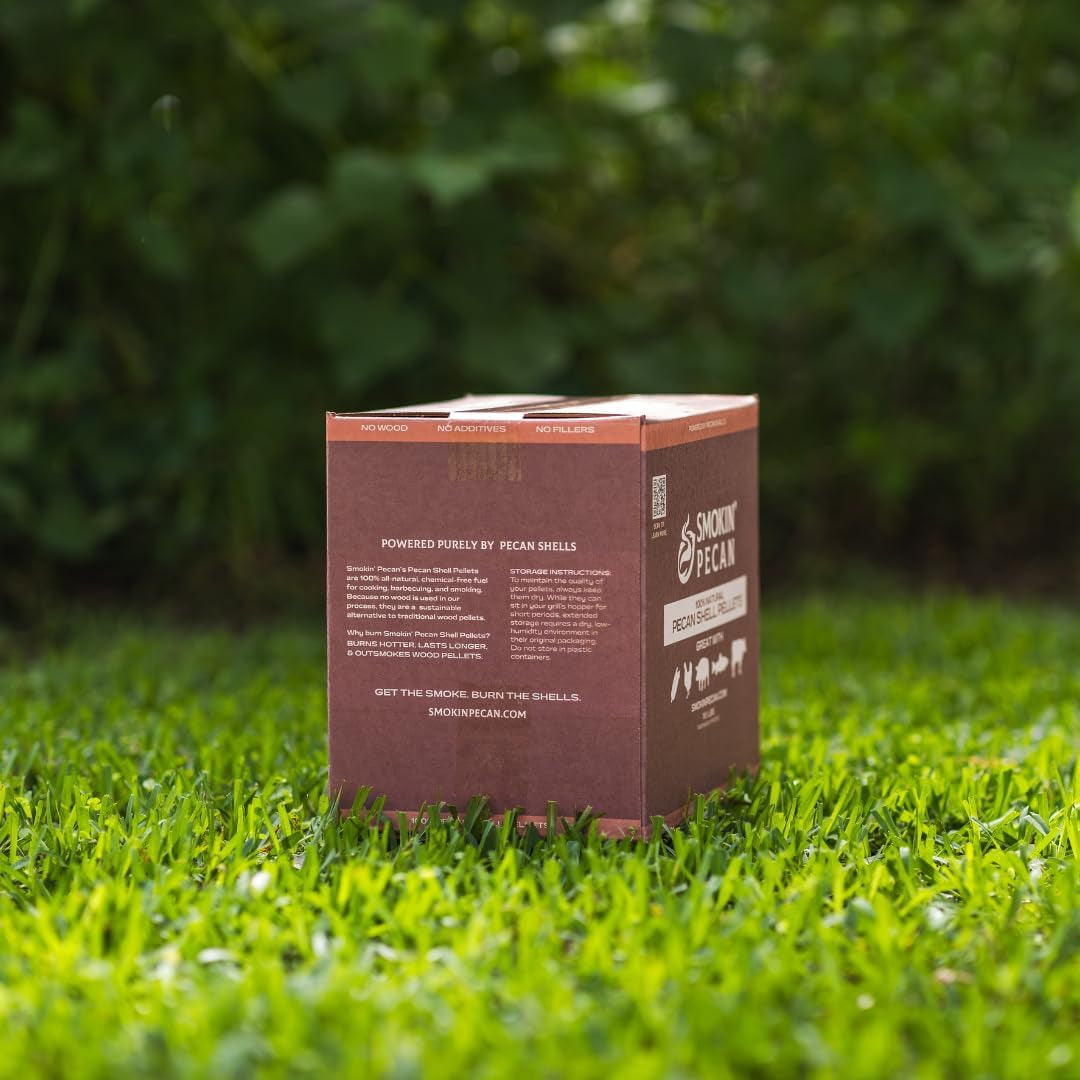 - 100% Pecan Shell Pellets - Smoking Pellets for Pellet Smokers, or Any Outdoor Grills, 19.5 Lb. Box