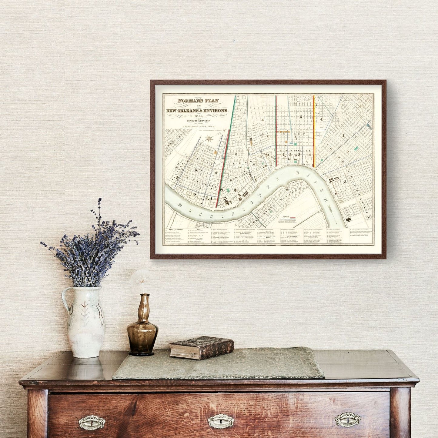 Vintage Map of New Orleans, Louisiana 1845