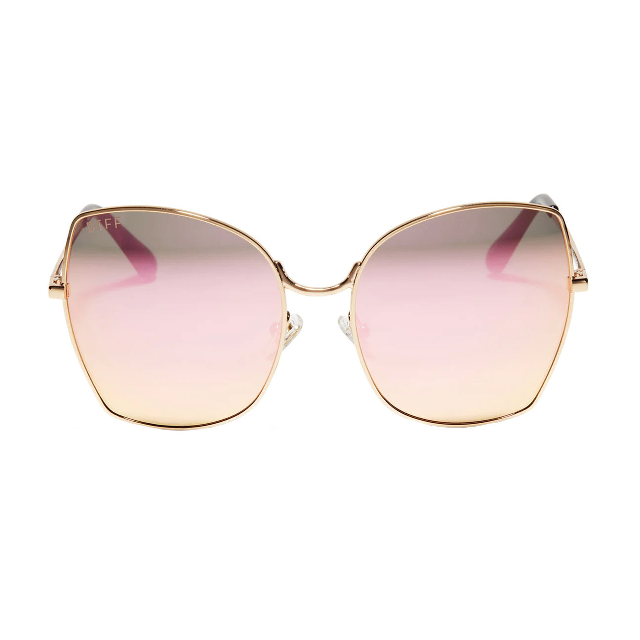 DIFF Lonna Gold Cherry Red Mirror Sunglasses