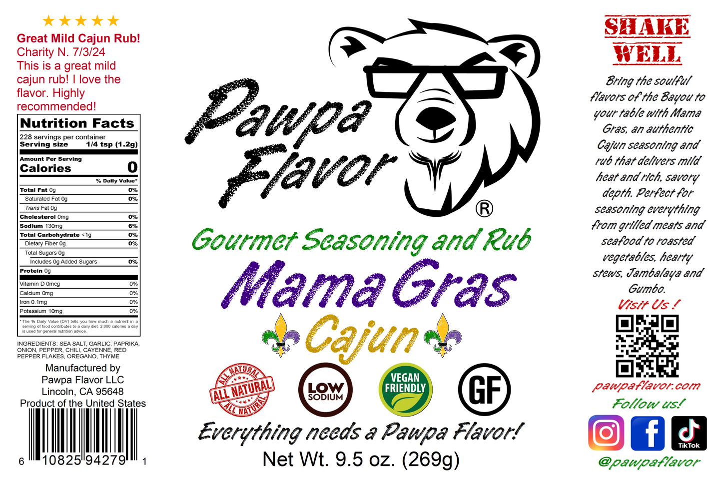 Pawpa Flavor Mama Gras - Mild Cajun
