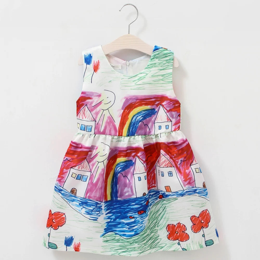 Kids Girls Dress Children Clothing Kids Clothes Cartoon Autumn Spring Dress Princess Party
