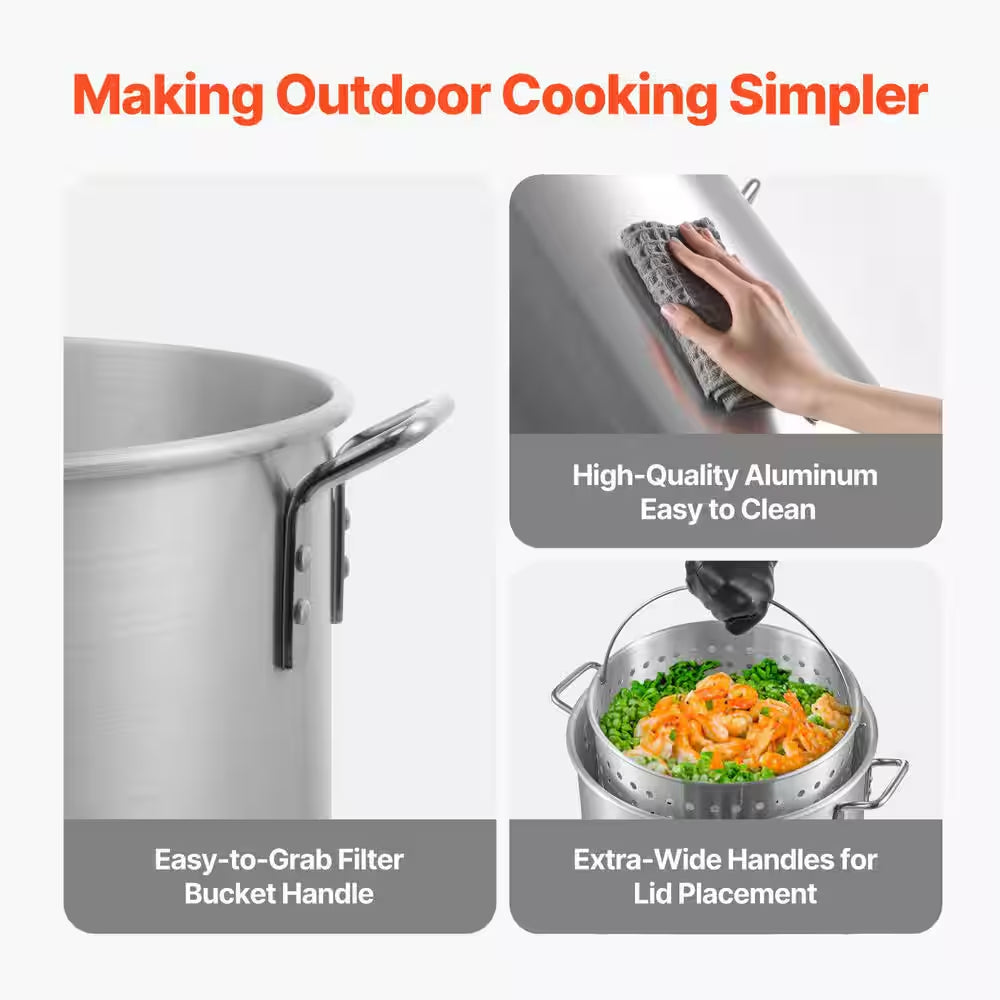 80 Qt. Seafood Boiling Kit with Strainer, Outdoor Seafood Boil Pot and Fryer, Cooking Set for Crab Crawfish Boiling