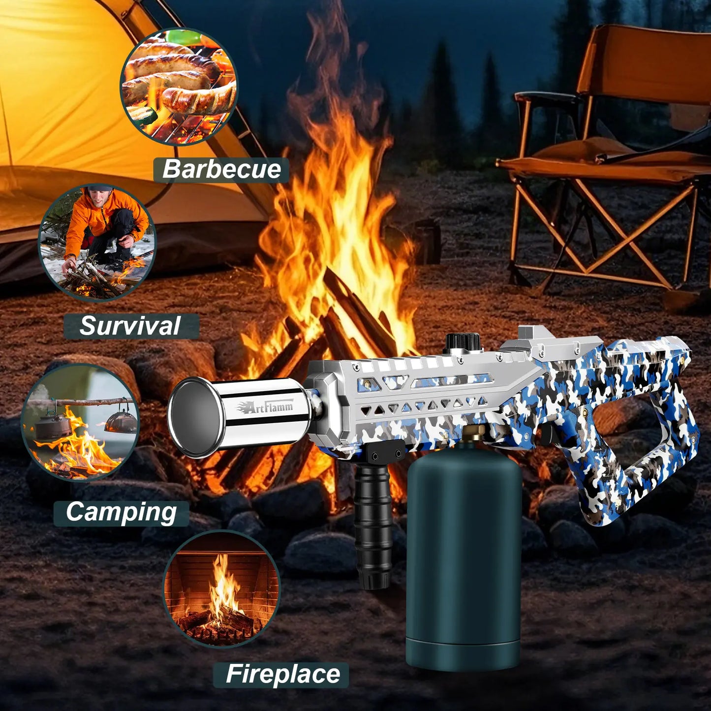【Fathersdaygift】Artflamm Powerful Propane Torch , Multi-Use Torch with Adjustable Flame, Blow Torch for Campfire, Fire Pit Starter, Fun Gift (Propane Tank Not Included) Fathersdaygift