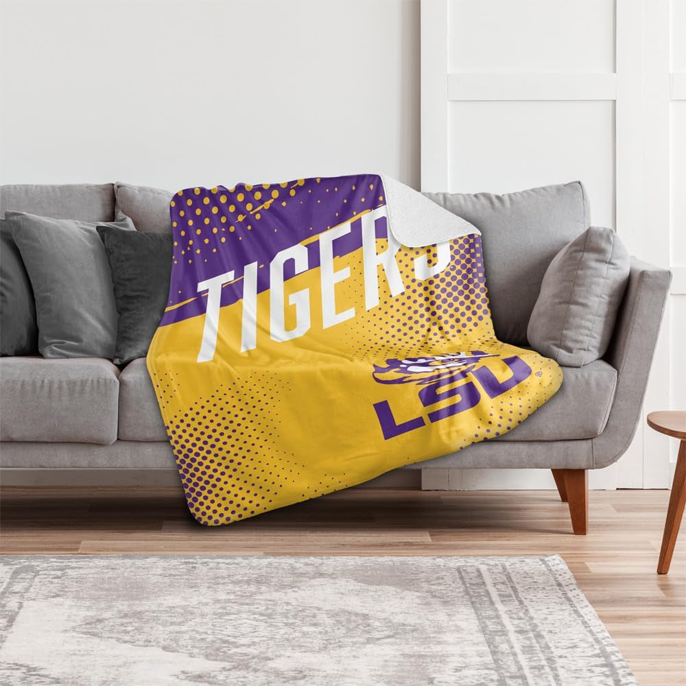 Louisiana State University Fan Zone Silky Touch Sherpa Back Super Soft Throw Blanket 50"X60"