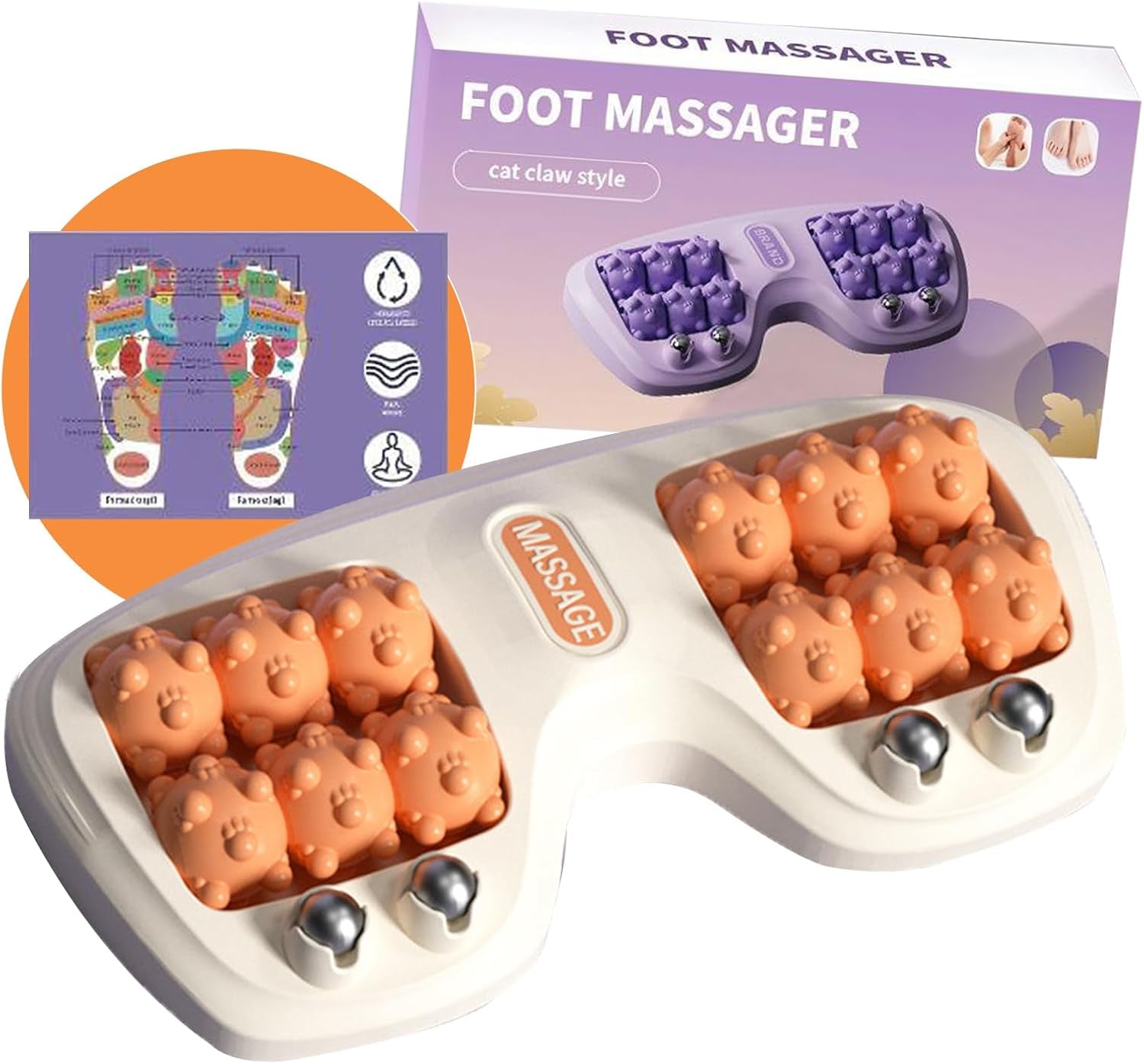 Portable Double Foot Massage Roller, Three Massage Techniques for Relieve Pain from Plantar Fasciitis, Tight Muscles & Sore Feet ,Foot Roller Massage, Portable Reflexology Tool,Christmas Gift