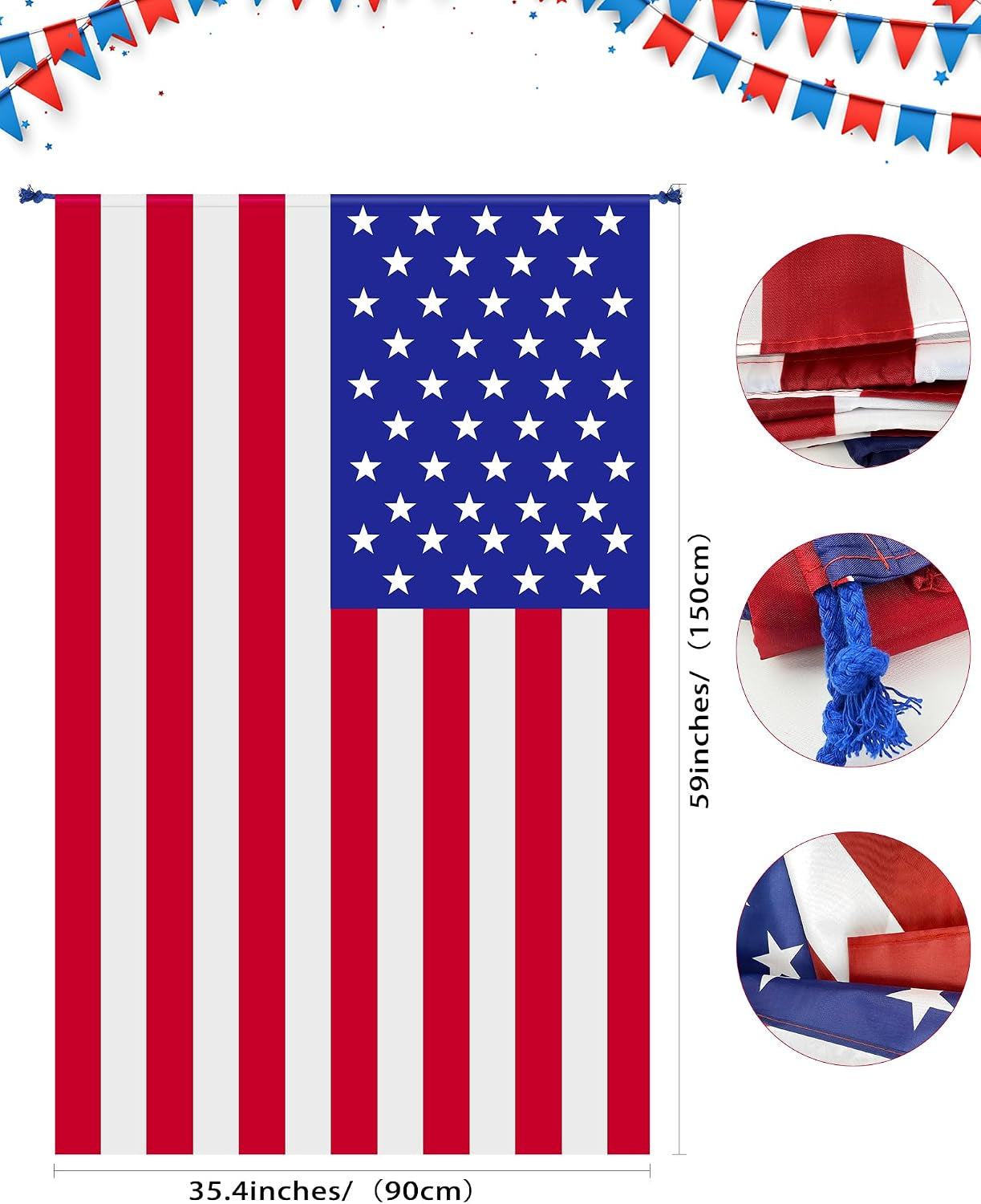 5PCS 4Th of July American Flag Cape Costume USA Patriotic Cape with Headband and Glasses American Flag Cloak, Independence Day Halloween Party Accessories for Men Women Blue