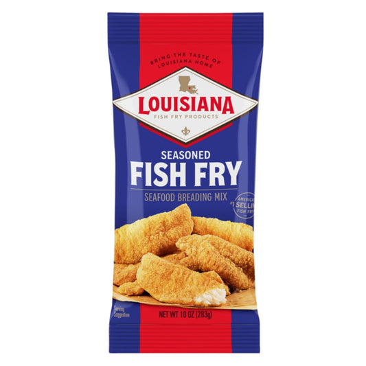 Louisiana Fish Fry Seasoned Fish Fry Seafood Breading Mix 10 Oz. (Pack of 1) - Season and Cook All Your Fish, Shrimp, Oysters, Vegetables, and More to Crispy Perfection (Exclusive Amazon Recipe Card Included)