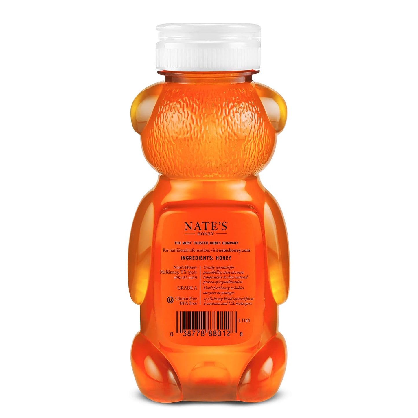 Nate'S Louisiana 100% Pure, Raw & Unfiltered Honey - 12 Oz. Honey Bear Bottle - All-Natural Sweetener