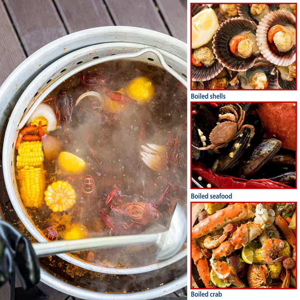 Seafood Boiling Kit 60 Qt. Crawfish Boiler with Seafood Boil Pot and Steam Basket