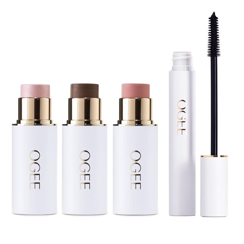 Volumizing Mascara & Radiant Face Stick Trio Virtual Bundle - Organic Mascara with Contour Makeup Collection