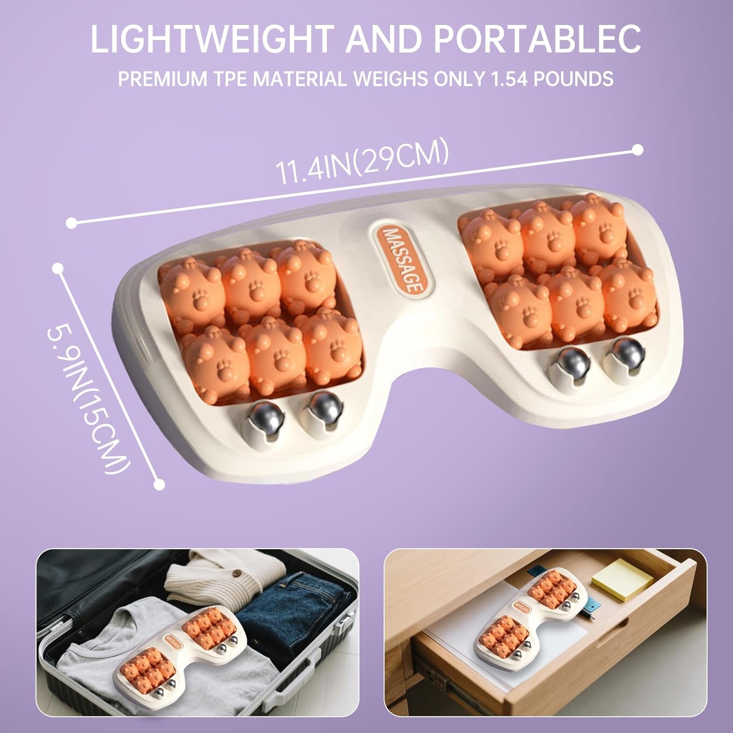 Portable Double Foot Massage Roller, Three Massage Techniques for Relieve Pain from Plantar Fasciitis, Tight Muscles & Sore Feet ,Foot Roller Massage, Portable Reflexology Tool,Christmas Gift